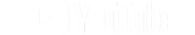 The image shows the YouTube logo with a white play button inside a red rectangle, followed by the word YouTube in bold white letters on a transparent background.